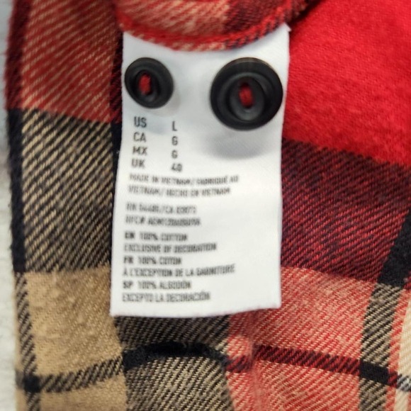 American‎ Eagle Flannel Shirt Mens Large Red Plaid Long Sleeve Button Front AEO - Picture 7 of 11